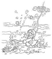 coloriage donald promene son poisson